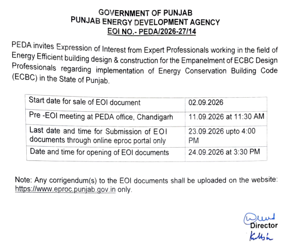 	Empanelment of ECBC Design Professionals for Implementation of ECBC in the state of Punjab